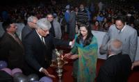 Dr. Ramanpreet Grewal and other dignitaries Lighting the Lamp on the Annual Day of PV-I